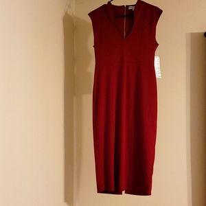 Almost Famous XL Fitted Maroon Knee Length Dress